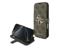 Etui / obudowa na smartfona Guess Book 4G Metal Logo do iPhone 17 Pro brązowy